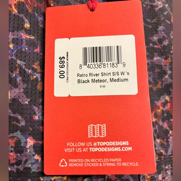 NWT Topo Designs RARE Women’s Retro River Shirt Black/Purple Meteor - Size M - Picture 9 of 16